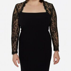 Chetta B. Evening Pre-loved Black Size 12 Long Lace Sleeve Polyester Blend Dress